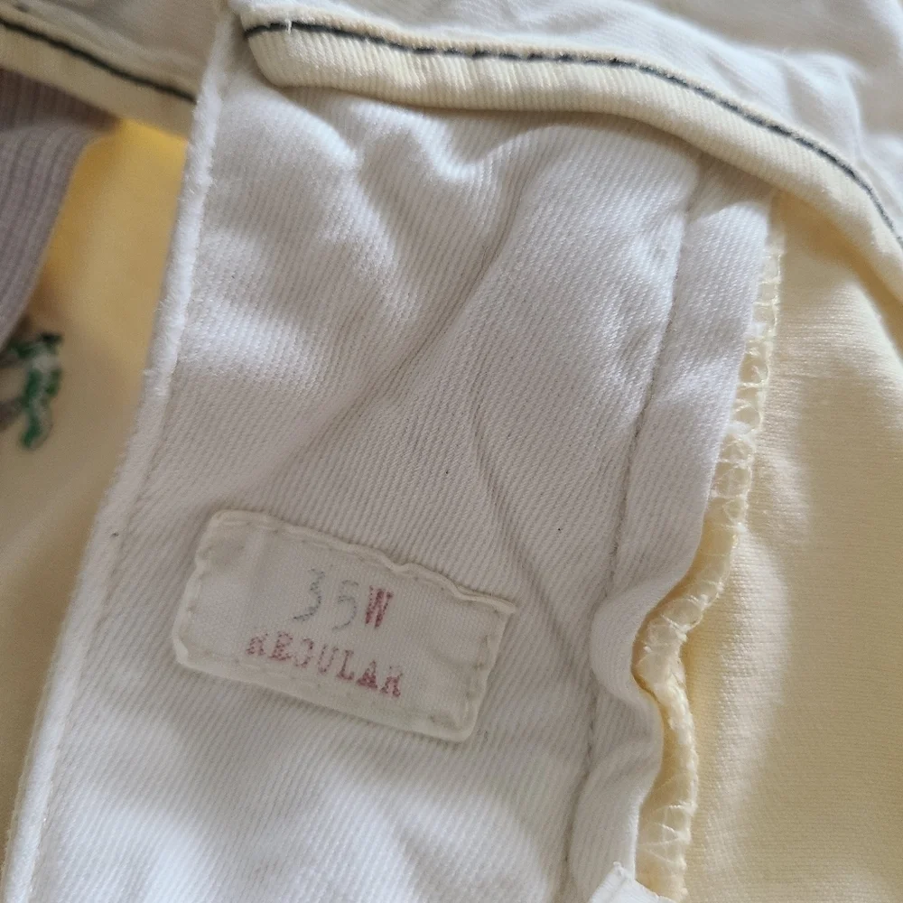 J.Crew Broken In Regular Fit Men's Cream Embroidered Anchors Shorts Sz.35